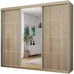 Skriňa s posuvnými dverami Top 23 plus 250cm so zrkadlom – dub sonoma, trojdverová