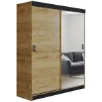 Skriňa s posuvnými dverami Retro 1L 138 cm so zrkadlom – dub craft zlatý, dvojdverová