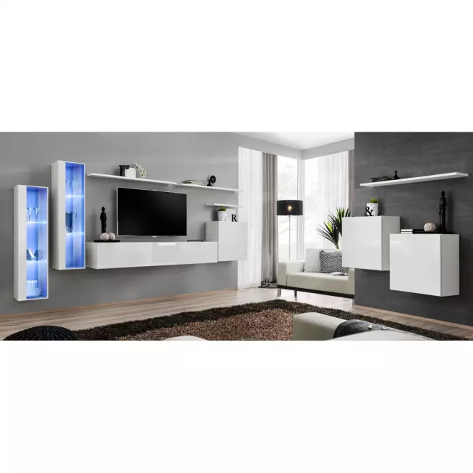 Obývacia stena Switch Sklo +LED XI Biely,11