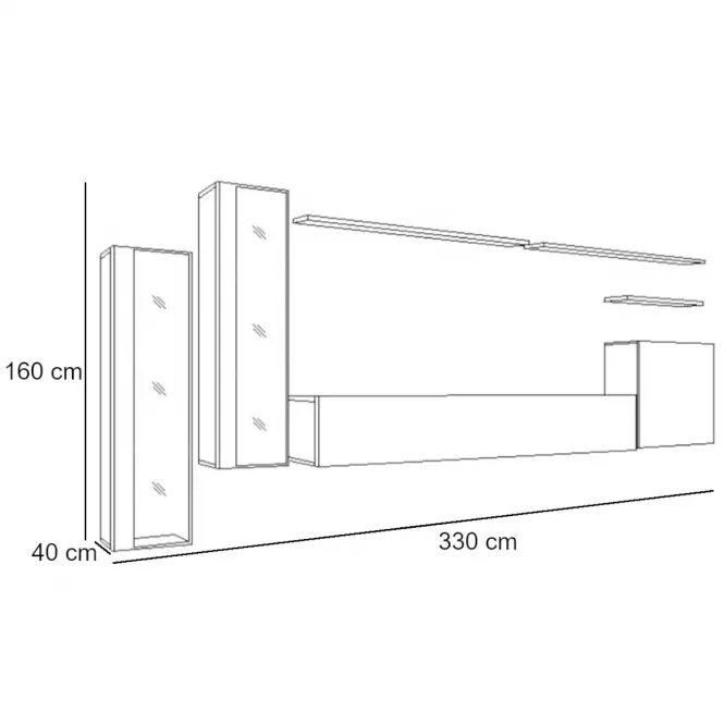 Obývacia stena Switch Sklo +LED XI Biely/čierna,2