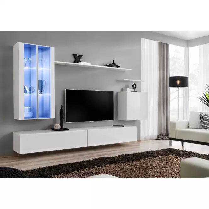 Obývacia stena Switch Sklo +LED XII Biely