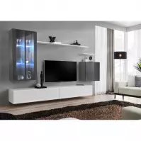 Obývacia stena Switch Sklo +LED XII Grafit/Biely