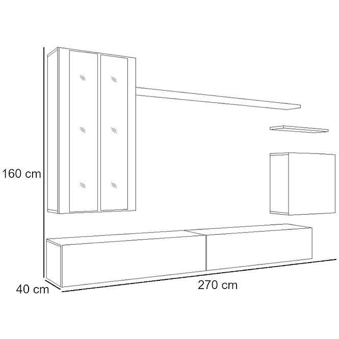 Obývacia stena Switch Sklo +LED XII Grafit/Biely