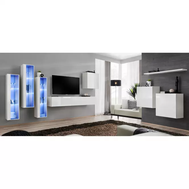 Obývacia stena Switch Sklo +LED XIII Biely