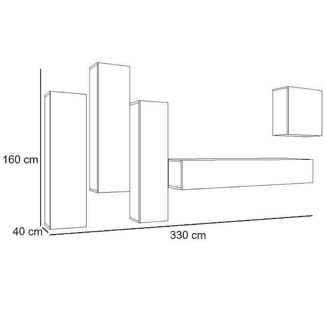 Obývacia stena Switch Sklo +LED XIII Grafit/Biely,2