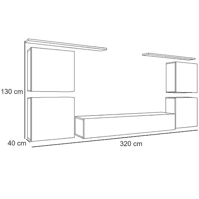 Obývacia stena Switch Sklo +LED XIV Grafit/Biely