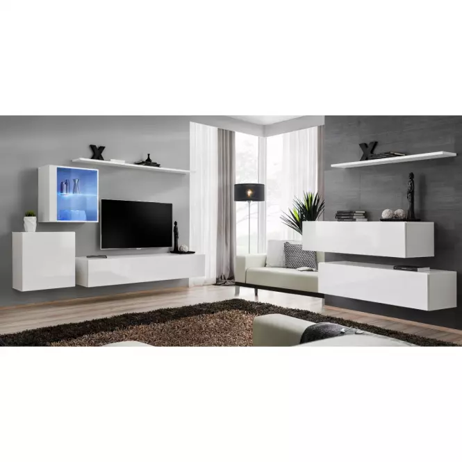 Obývacia stena Switch XV Sklo +LED Biely,3