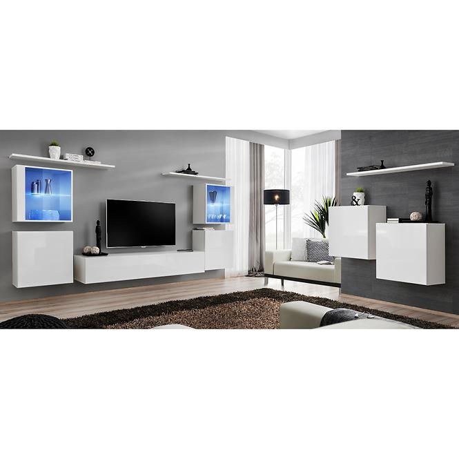 Obývacia stena Switch Sklo +LED XIV Biely