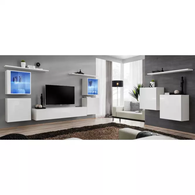 Obývacia stena Switch Sklo +LED XIV Biely,11