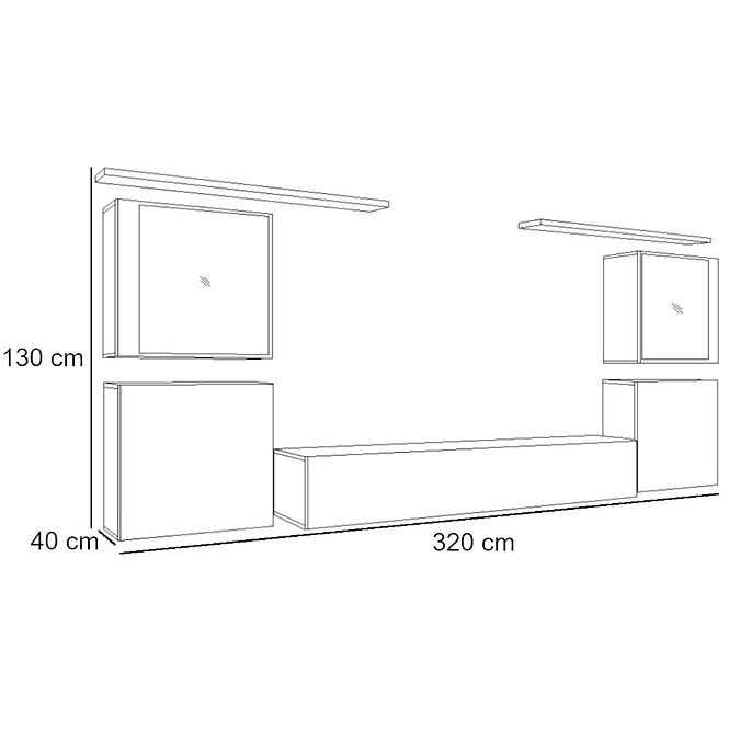 Obývacia stena Switch Sklo +LED XIV Biely