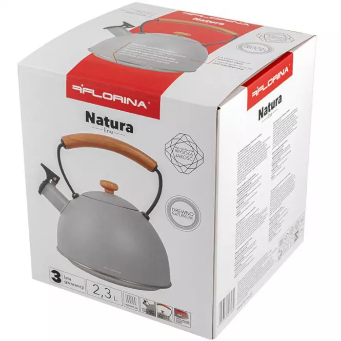 Nerezový čajník 2,3 l Natura Line šedý,2