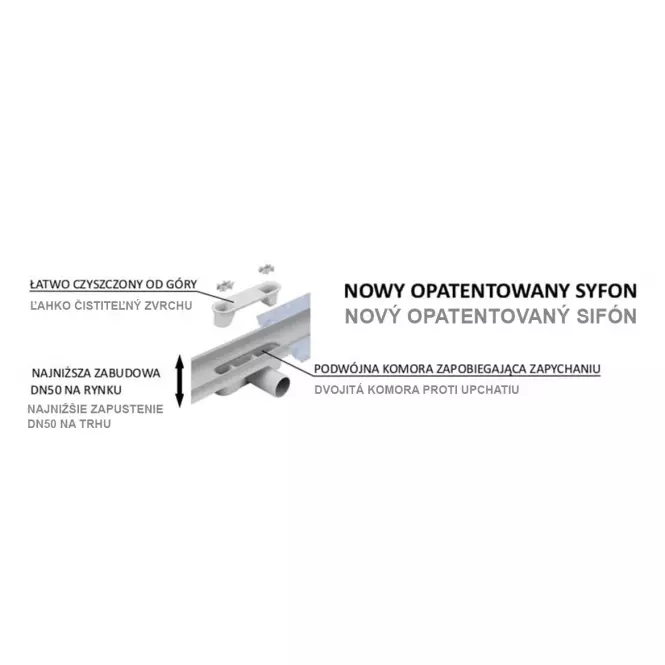 Odtokový žľab Reverzibilné Duplex Inox Dlaž / satén 700,4