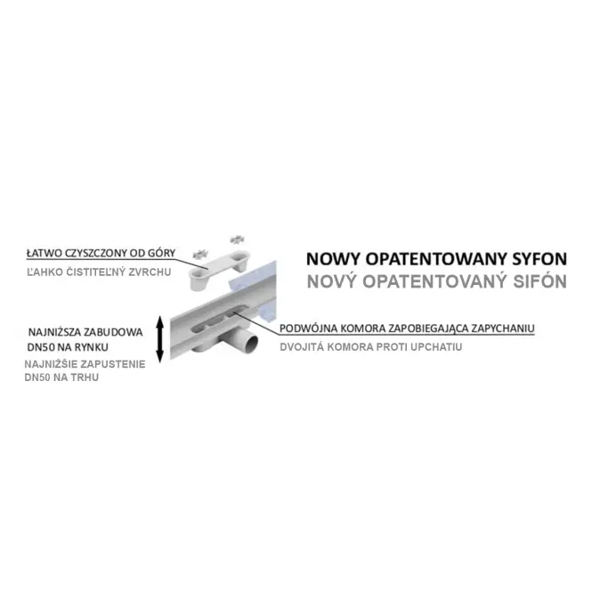 Odtokový žľab Reverzibilné Duplex Inox Dlaž / satén 800,3