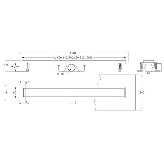 Odtokový žľab Fala Inox 500
