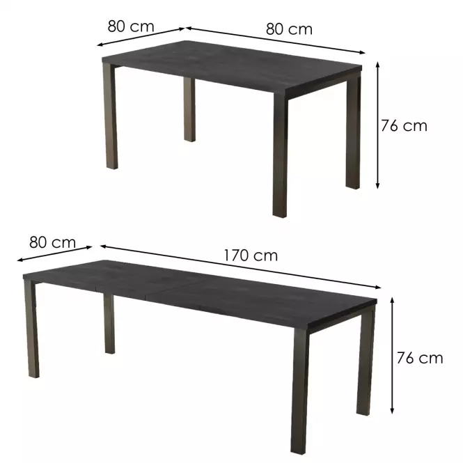 Rozkladací stôl Garant 80/170x80cm Betón Tmavý,3