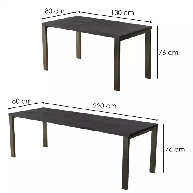 Rozkladací stôl Garant 130/220x80cm  Betón Tmavý