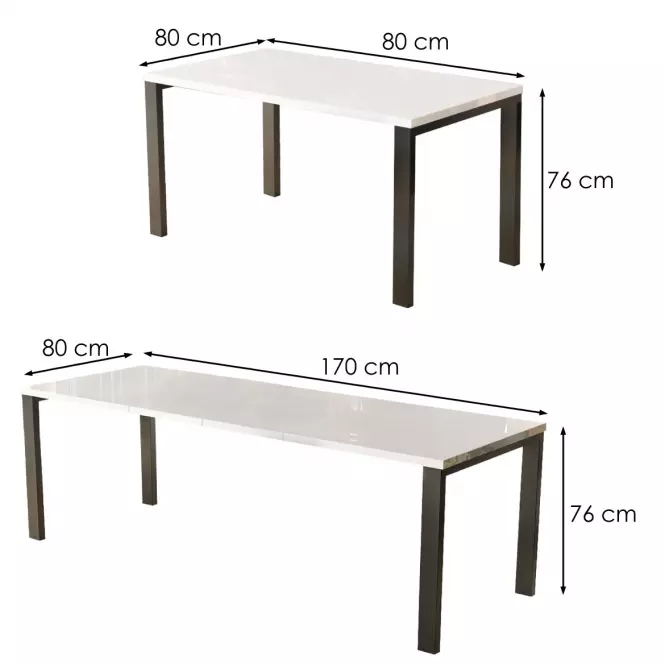 Rozkladací stôl Garant 80/170x80cmBiely lesk