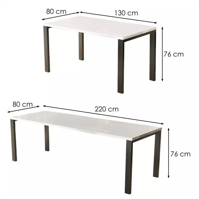 Rozkladací stôl Garant 130/220x80cm  Biely lesk,3