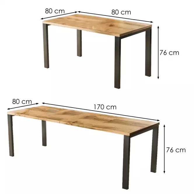 Rozkladací stôl Garant 80/170x80cm Dub Wotan,3