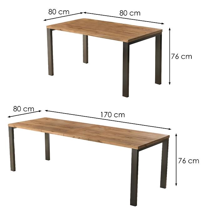 Rozkladací stôl Garant 80/170x80cm Dub Craft Zlatý,3