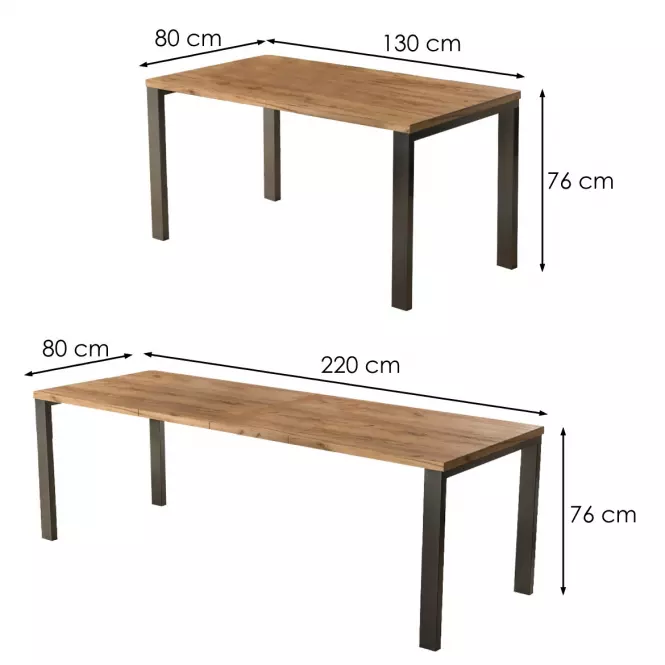 Rozkladací stôl Garant 130/220x80cm  Dub Craft Zlatý