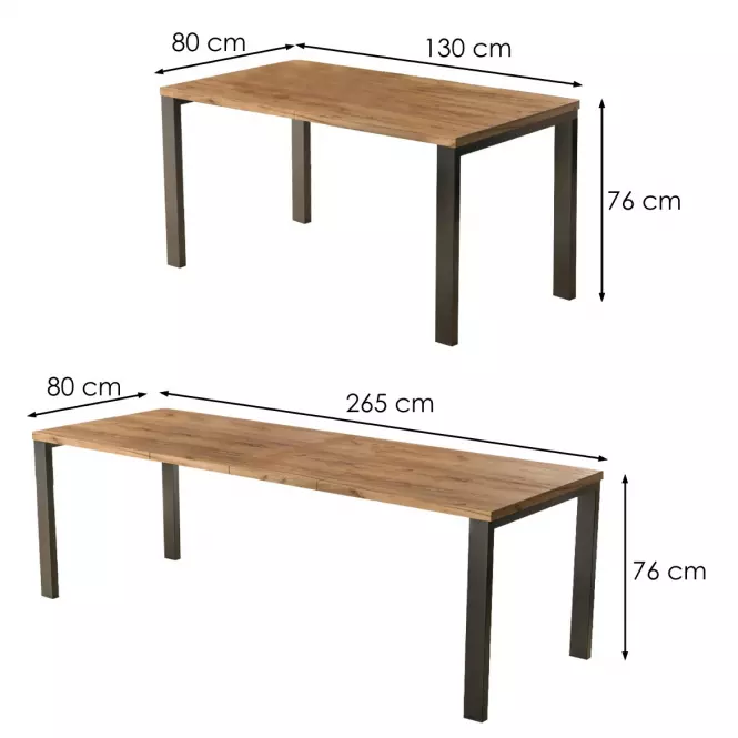 Rozkladací stôl Garant 130/265x80cm Dub Craft Zlatý,3