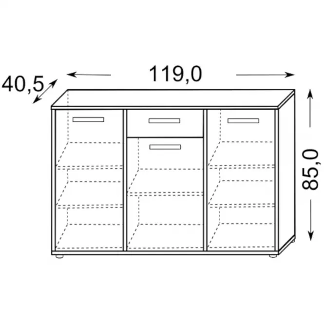 Komód DSB 3D/1S biely/sonoma,2