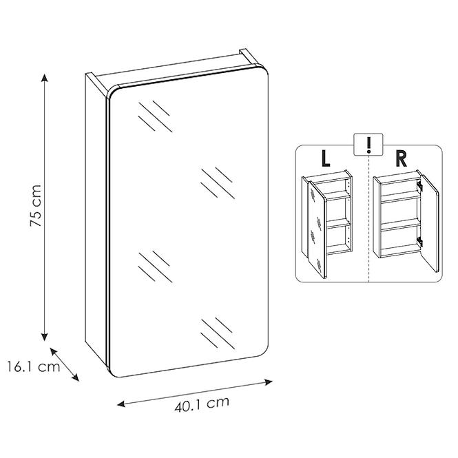 Zrkadlová skrinka Aruba 1D 40 CM