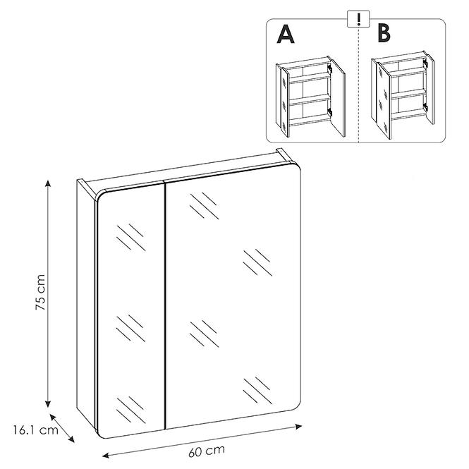 Zrkadlová skrinka Aruba 2D 60 CM