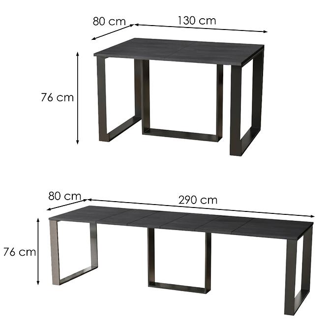 Rozkladací stôl Borys 130/290x80cm betón tmavý,3