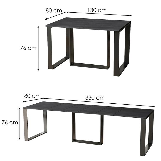 Rozkladací stôl Borys 130/330x80cm betón tmavý