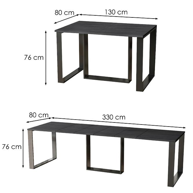 Rozkladací stôl Borys 130/330x80cm betón tmavý      