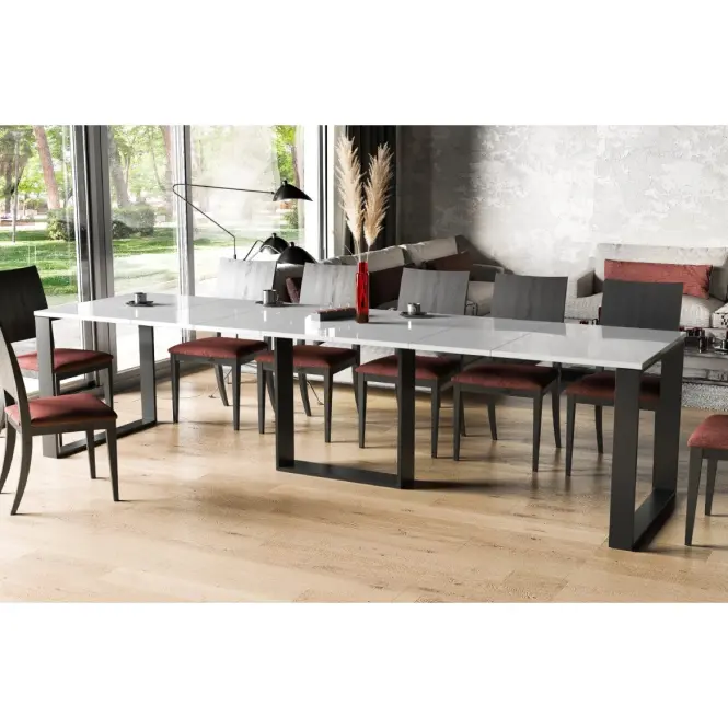 Rozkladací stôl Borys 130/210x80cm biely lesk,4