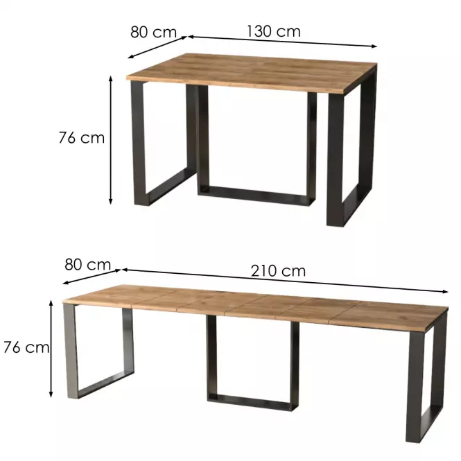 Rozkladací stôl Borys 130/210x80cm Dub Craft Zlatý