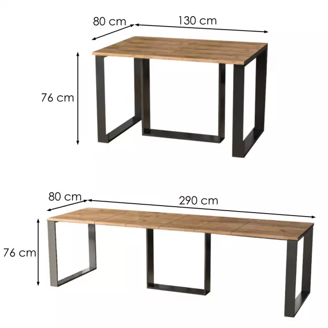 Rozkladací stôl Borys 130/290x80cm Dub Craft Zlatý,3