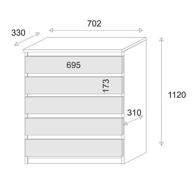 Komoda 5S Ariel I Biely/Sonoma
