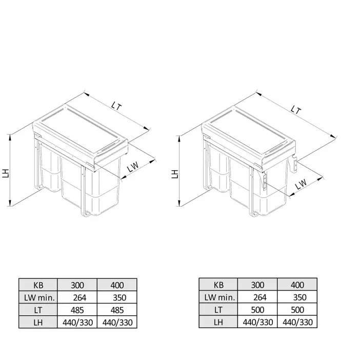 Nádoba na odpad JC 30 nízký dvojitý (1x7L/1x15L)
