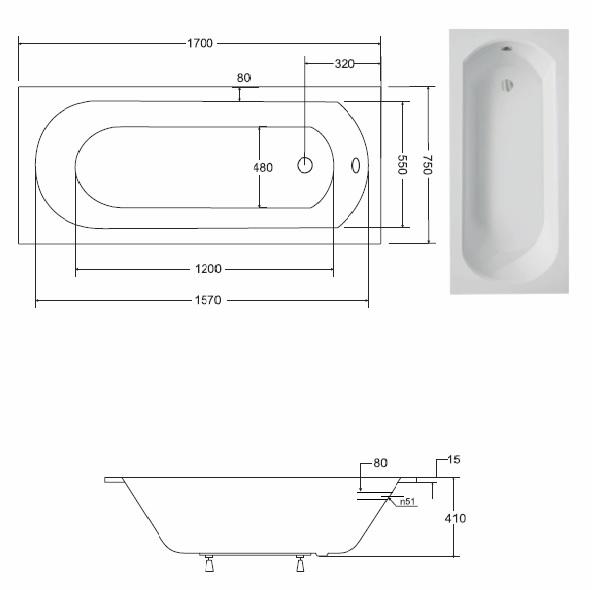 Vaňa Intrica slim 170/75 + nohy