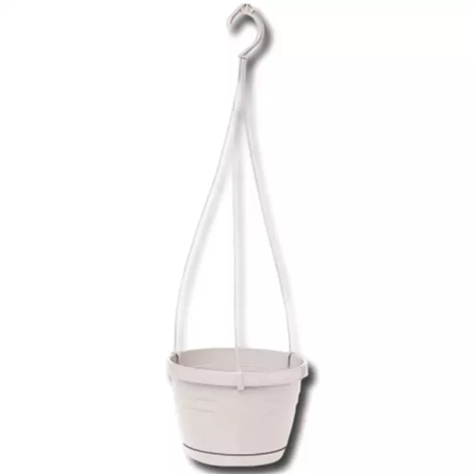 Závesný kvetináč LOGATO s podmiskou plast 25x17 cm biely