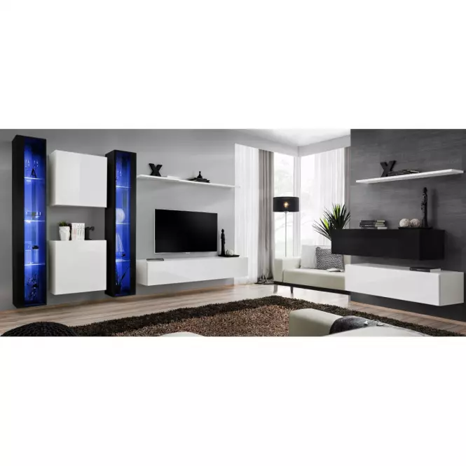 Závesná skrinka Switch Sklo WW1 čierna +LED,6