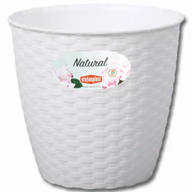 Obal na kvety NATURAL plastový 14x13 cm biely