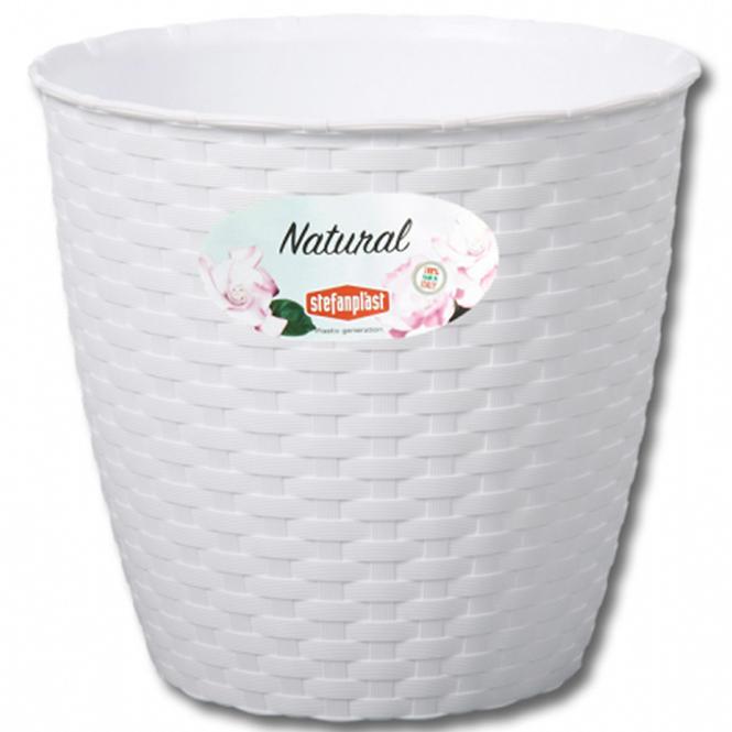 Obal na kvety NATURAL plastový 14x13 cm biely