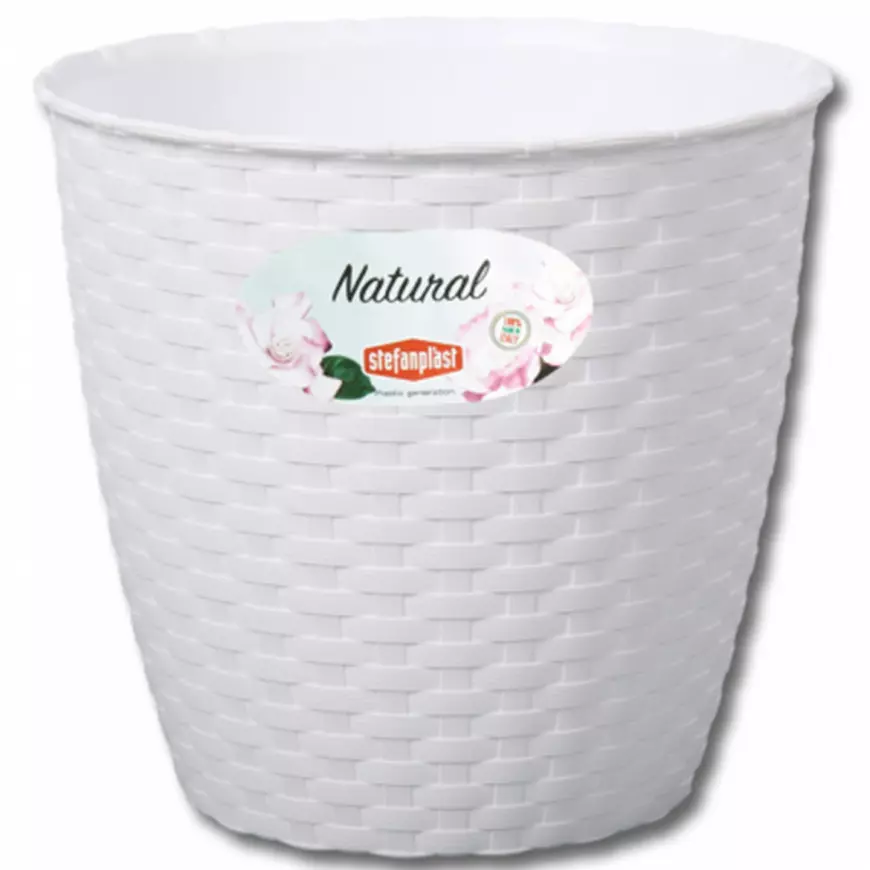 Obal na kvety NATURAL plastový 14x13 cm biely