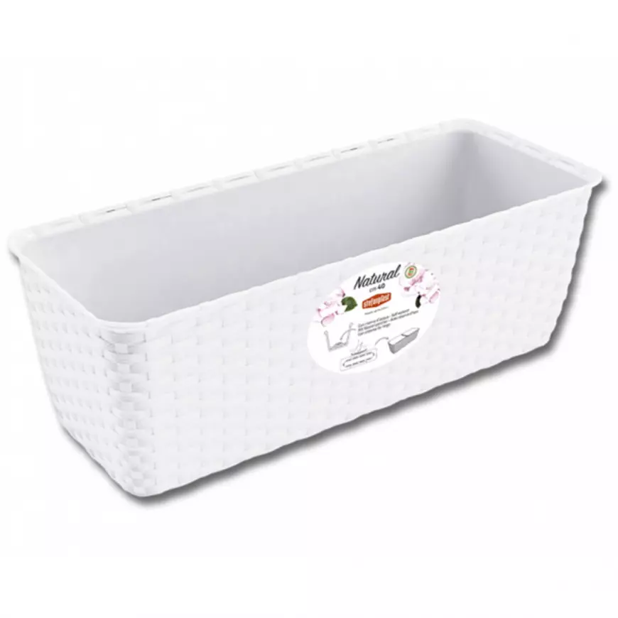 Truhlík samozavlažovací NATURAL plastový 30x13x11cm biely