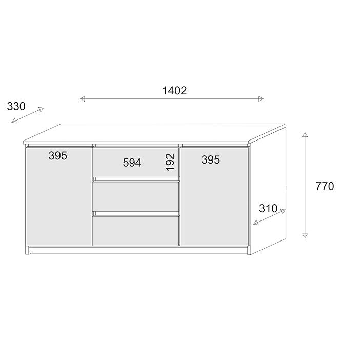 Komoda Shine 2D3S sonoma/biely