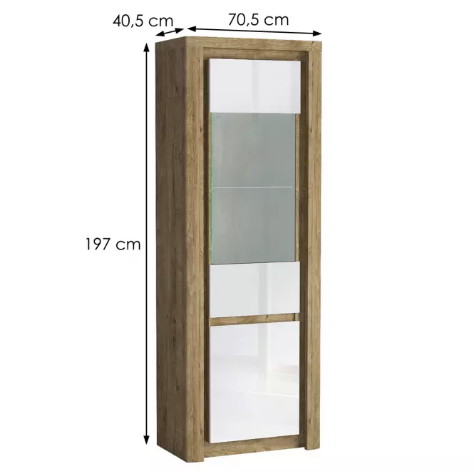 Vitrína Livinio L4 Ribbeck/Biely lesk,3
