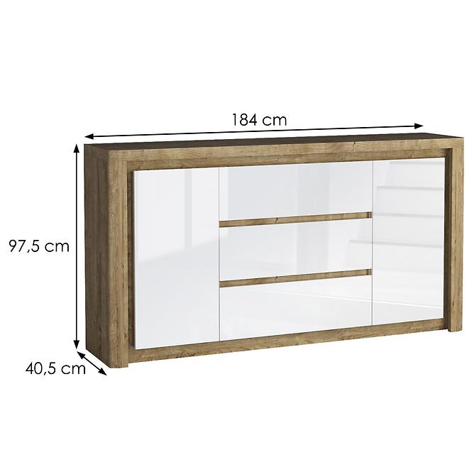 Komoda Livinio L8 Ribbeck/Biely lesk