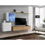Obývacia stena Switch XV Sklo +LED Biely/Wotan