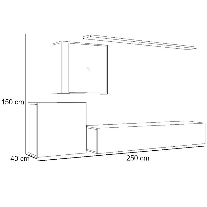 Obývacia stena Switch XV Sklo +LED grafit/wotan
