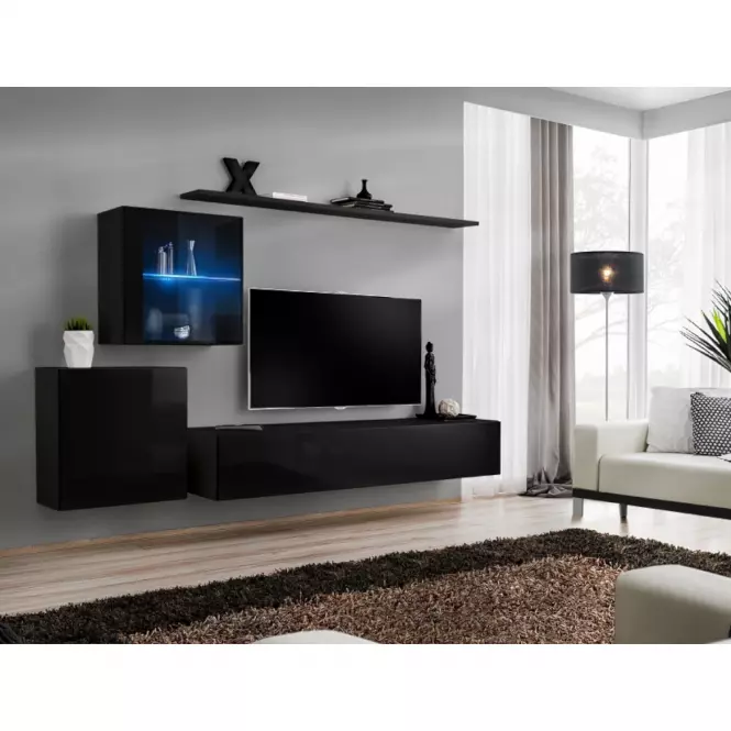 Závesná skrinka Switch WW3 čierna +LED